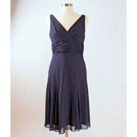 CHAPS Navy Chiffon Tie Back Dress - 10