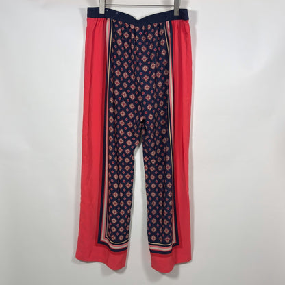 Charter Club Wide Leg Palazzo Trouser Pants Pink Blue Scarf Print - L