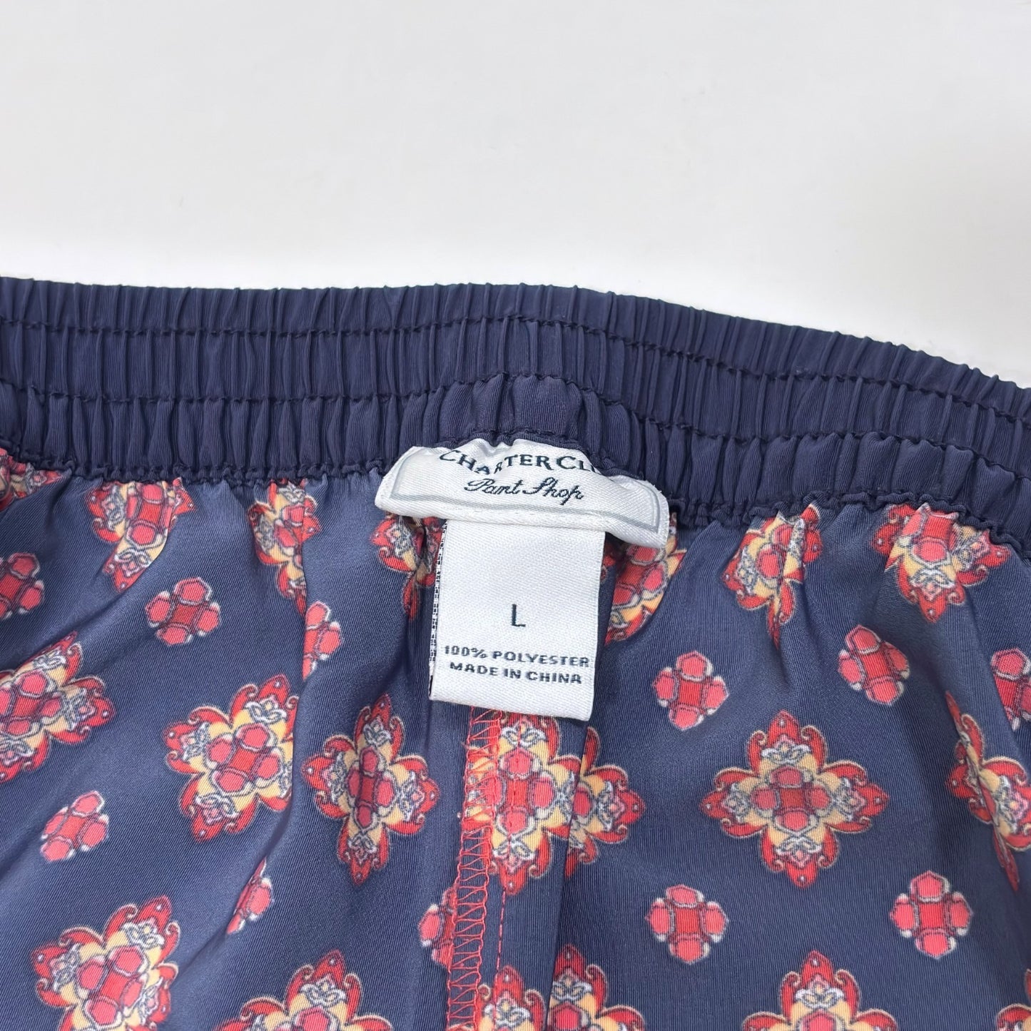 Charter Club Wide Leg Palazzo Trouser Pants Pink Blue Scarf Print - L