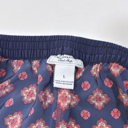 Charter Club Wide Leg Palazzo Trouser Pants Pink Blue Scarf Print - L