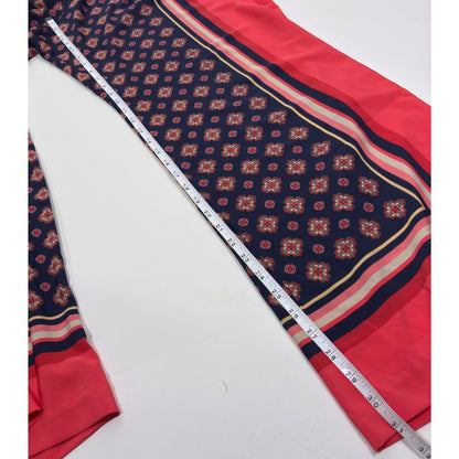 Charter Club Wide Leg Palazzo Trouser Pants Pink Blue Scarf Print - L