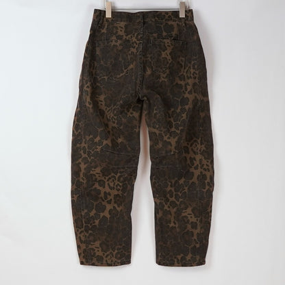 Leopard Print Barrel Leg Jeans Brown Animal Print - M