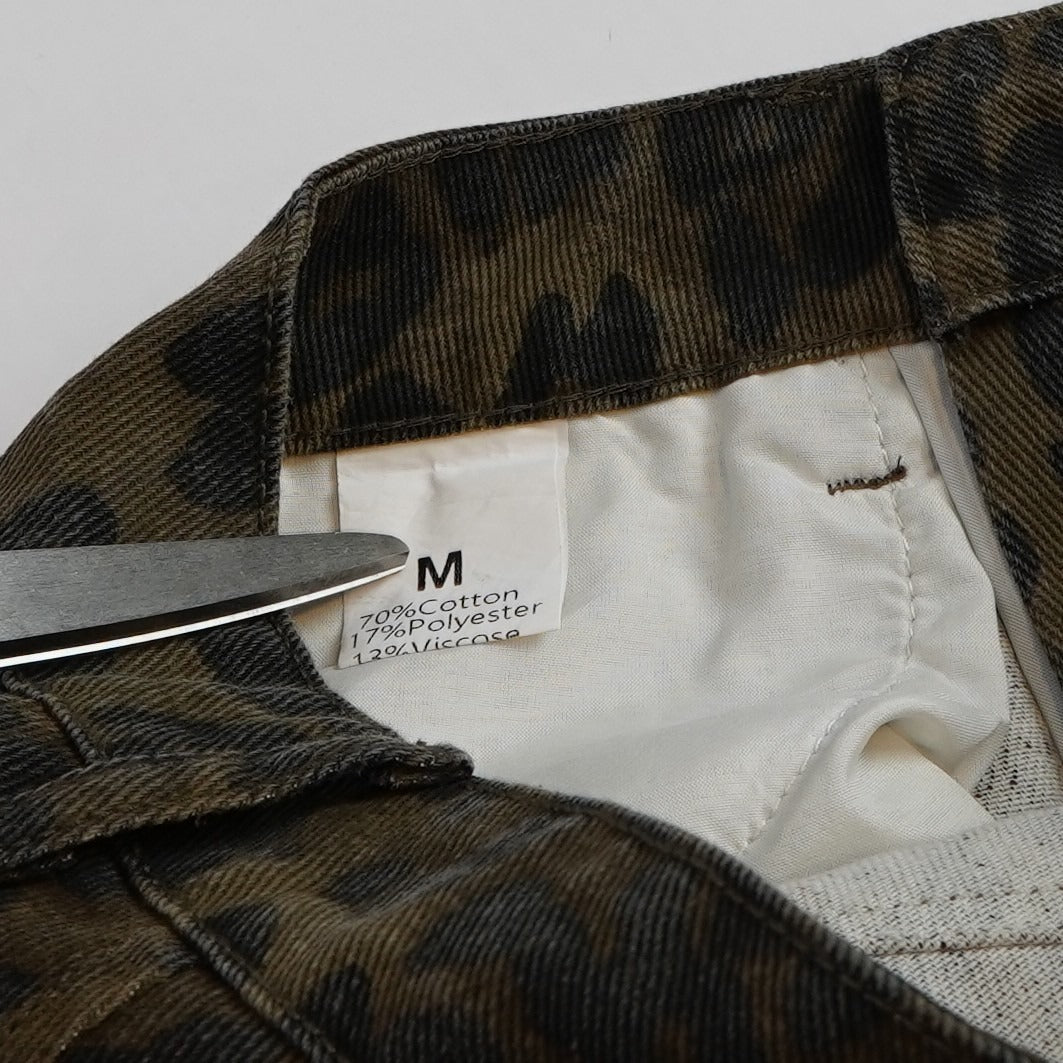 Leopard Print Barrel Leg Jeans Brown Animal Print - M