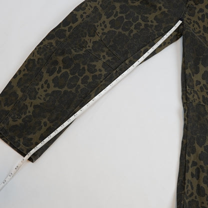 Leopard Print Barrel Leg Jeans Brown Animal Print - M