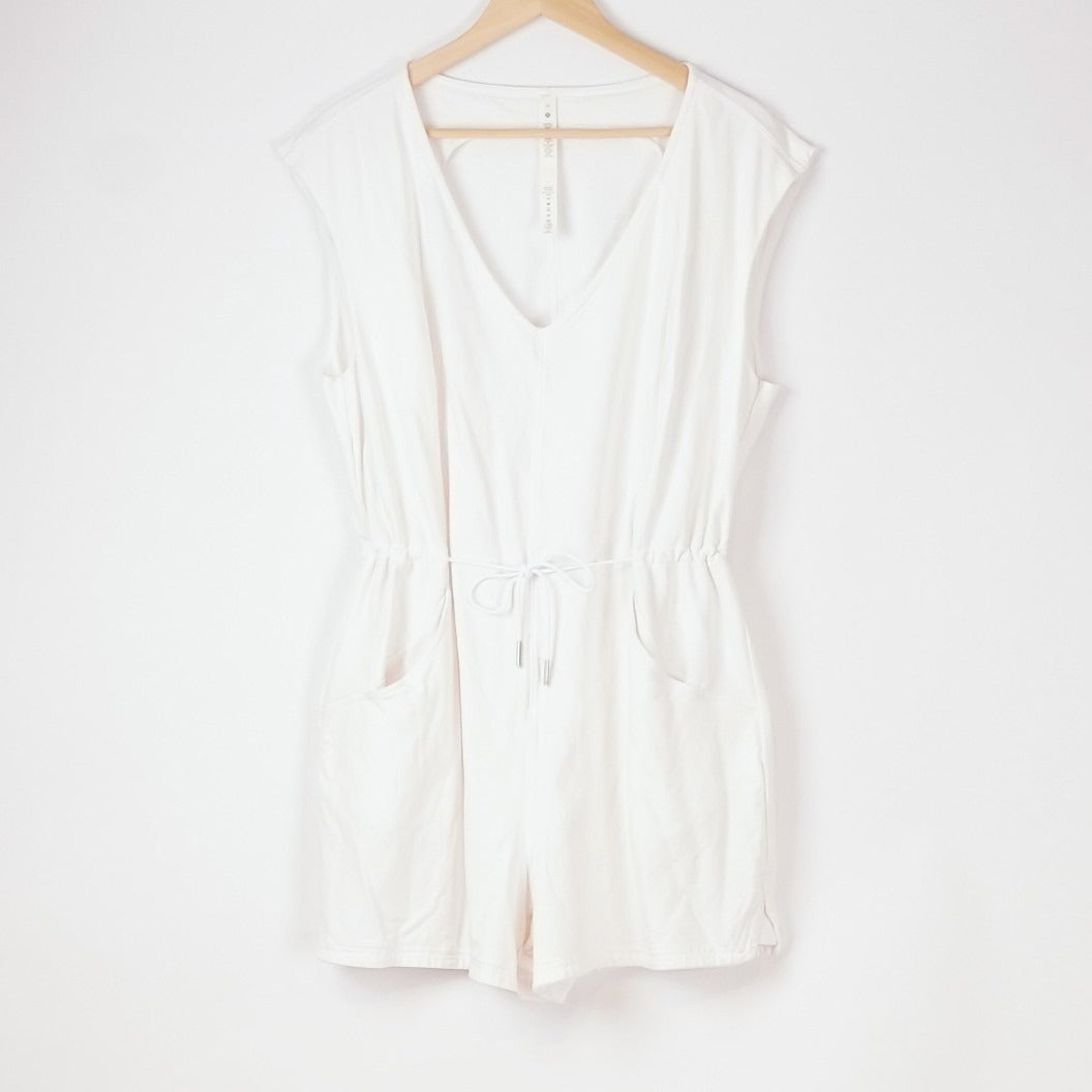 Lululemon French Terry V Neck Romper White Adjustable Waistband - 10