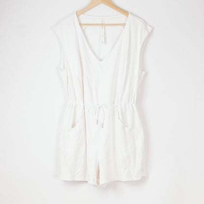 Lululemon French Terry V Neck Romper White Adjustable Waistband - 10