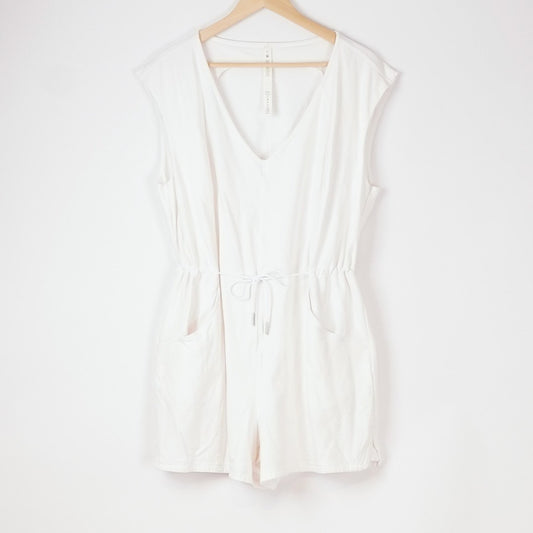 Lululemon French Terry V Neck Romper White Adjustable Waistband - 10