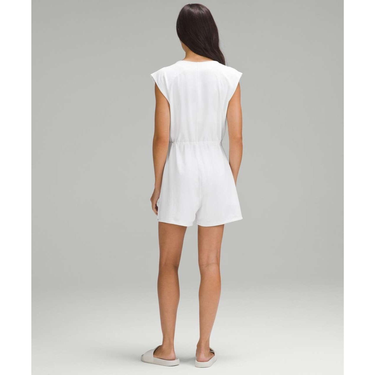Lululemon French Terry V Neck Romper White Adjustable Waistband - 10