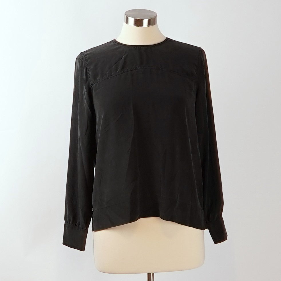 Everlane Silk Blouse Black Long Sleeve Cuffed - Size 4