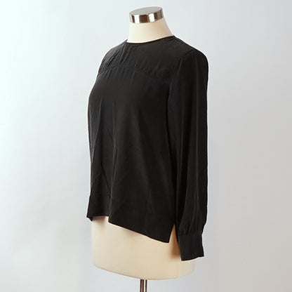 Everlane Silk Blouse Black Long Sleeve Cuffed - Size 4
