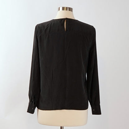 Everlane Silk Blouse Black Long Sleeve Cuffed - Size 4