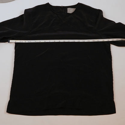Everlane Silk Blouse Black Long Sleeve Cuffed - Size 4