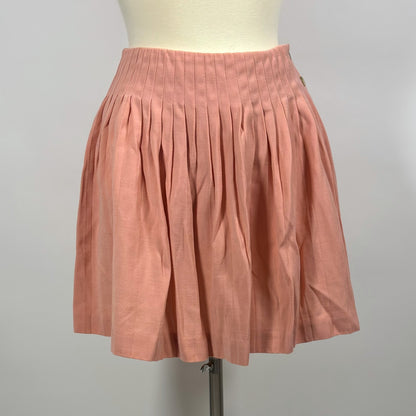 DKNY Pleated Wool Mini Skirt Side Button Detail Pink Vintage 90s Y2K - S