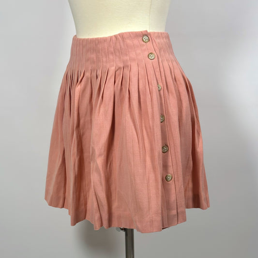 DKNY Pleated Wool Mini Skirt Side Button Detail Pink Vintage 90s Y2K - S