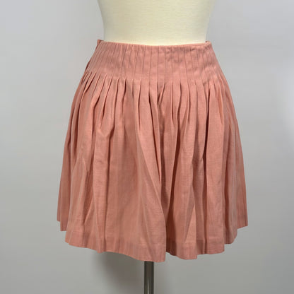 DKNY Pleated Wool Mini Skirt Side Button Detail Pink Vintage 90s Y2K - S