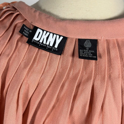 DKNY Pleated Wool Mini Skirt Side Button Detail Pink Vintage 90s Y2K - S