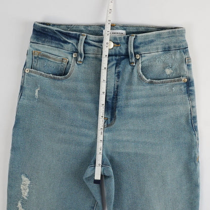 Good American Good Classic Distressed Light Wash Bootcut Jeans - 6/28