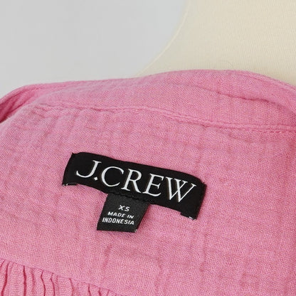 J Crew V-neck Double Gauze Popover Short Sleeve Blouse Bubblegum Pink - XS
