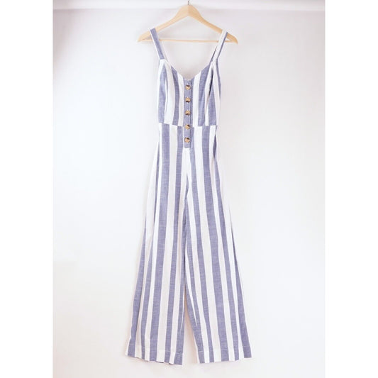 Japna Striped Wide Leg Open Back Jumpsuit - S - EUC