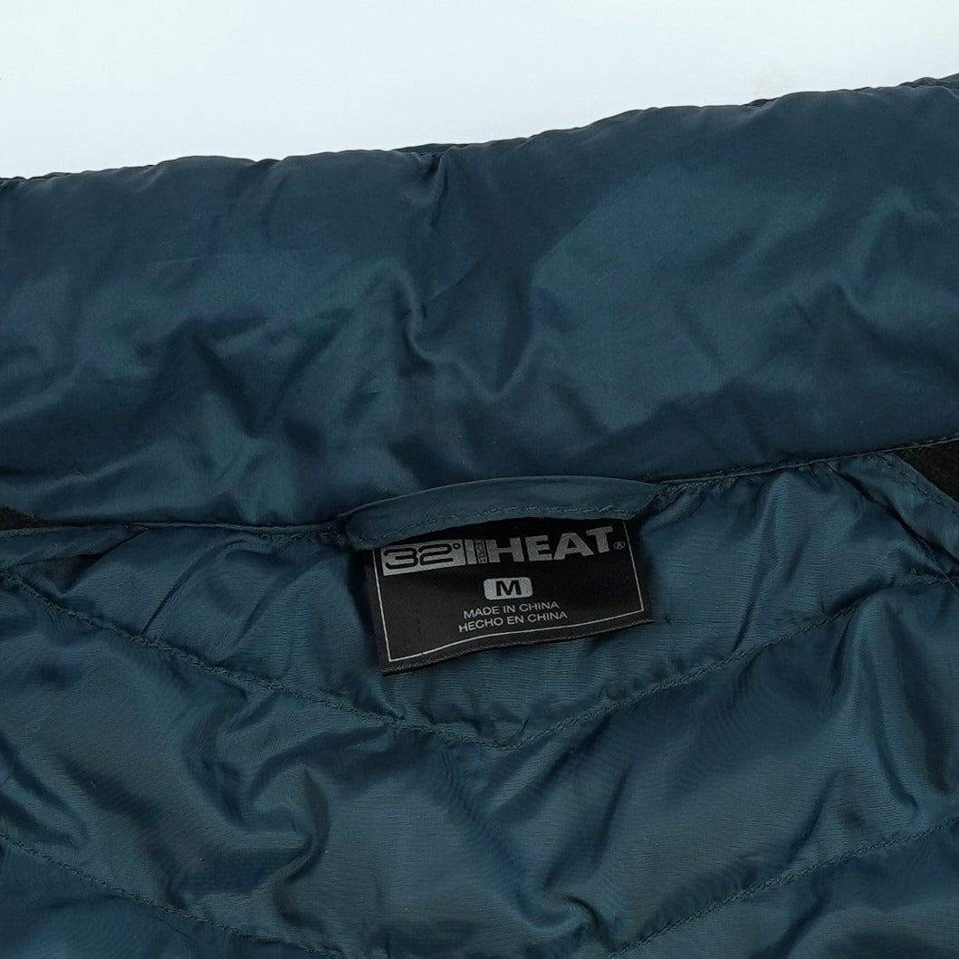 32 Degrees Mixed Media Lightweight Puffer Jacket Teal Black - M
