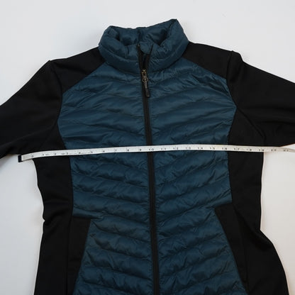 32 Degrees Mixed Media Lightweight Puffer Jacket Teal Black - M