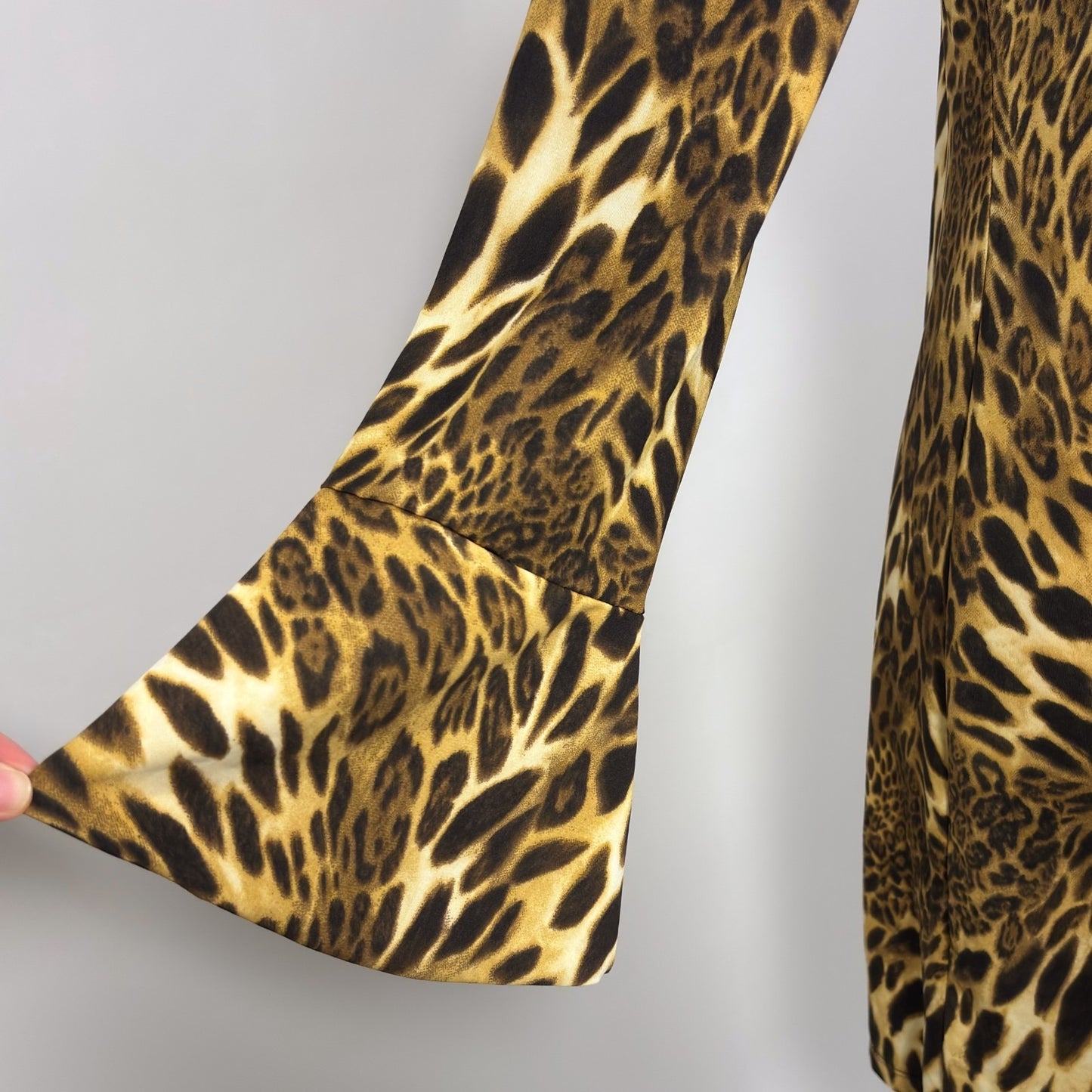 INC Animal Print Bell Sleeve Mock Neck Keyhole Retro Dress NWT - Large