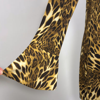 INC Animal Print Bell Sleeve Mock Neck Keyhole Retro Dress NWT - Large