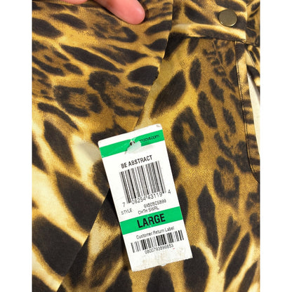 INC Animal Print Bell Sleeve Mock Neck Keyhole Retro Dress NWT - Large