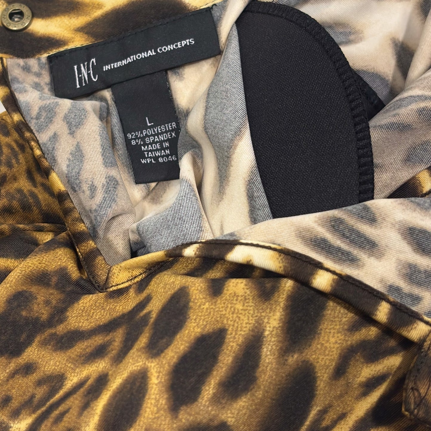 INC Animal Print Bell Sleeve Mock Neck Keyhole Retro Dress NWT - Large