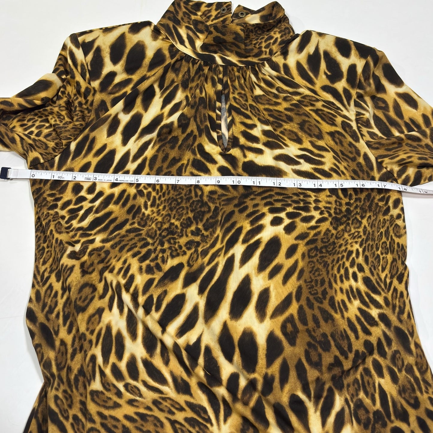 INC Animal Print Bell Sleeve Mock Neck Keyhole Retro Dress NWT - Large