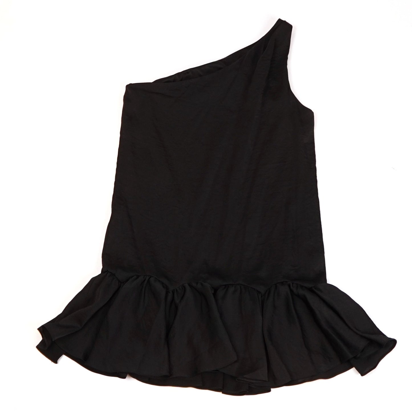 BCBGeneration One Shoulder Ruffle Hem Mini Dress Black - 4