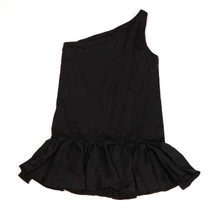 BCBGeneration One Shoulder Ruffle Hem Mini Dress Black - 4
