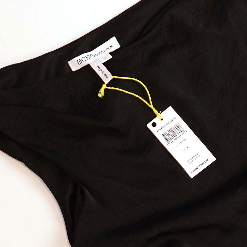 BCBGeneration One Shoulder Ruffle Hem Mini Dress Black - 4