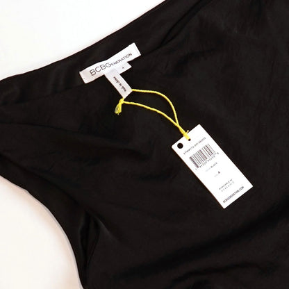 BCBGeneration One Shoulder Ruffle Hem Mini Dress Black - 4