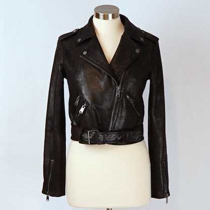 BNCI Vegan Leather Moto Biker Jacket Black - S