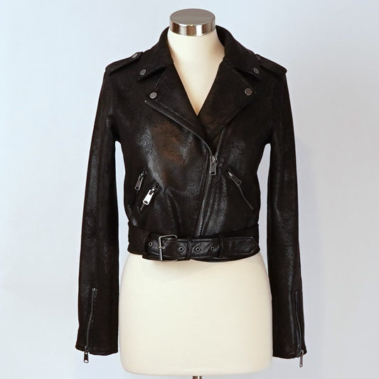 BNCI Vegan Leather Moto Biker Jacket Black - S