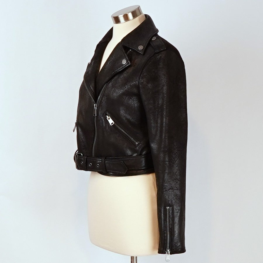 BNCI Vegan Leather Moto Biker Jacket Black - S