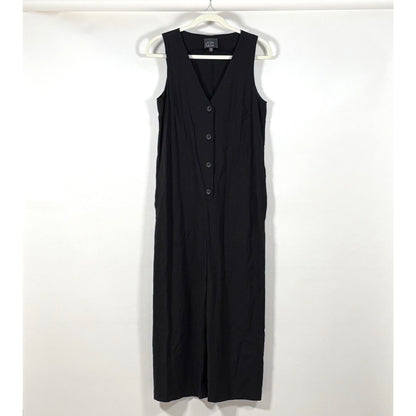 Leo & Sage Sleeveless Wide Leg Jumpsuit V Neck Black Pockets - S