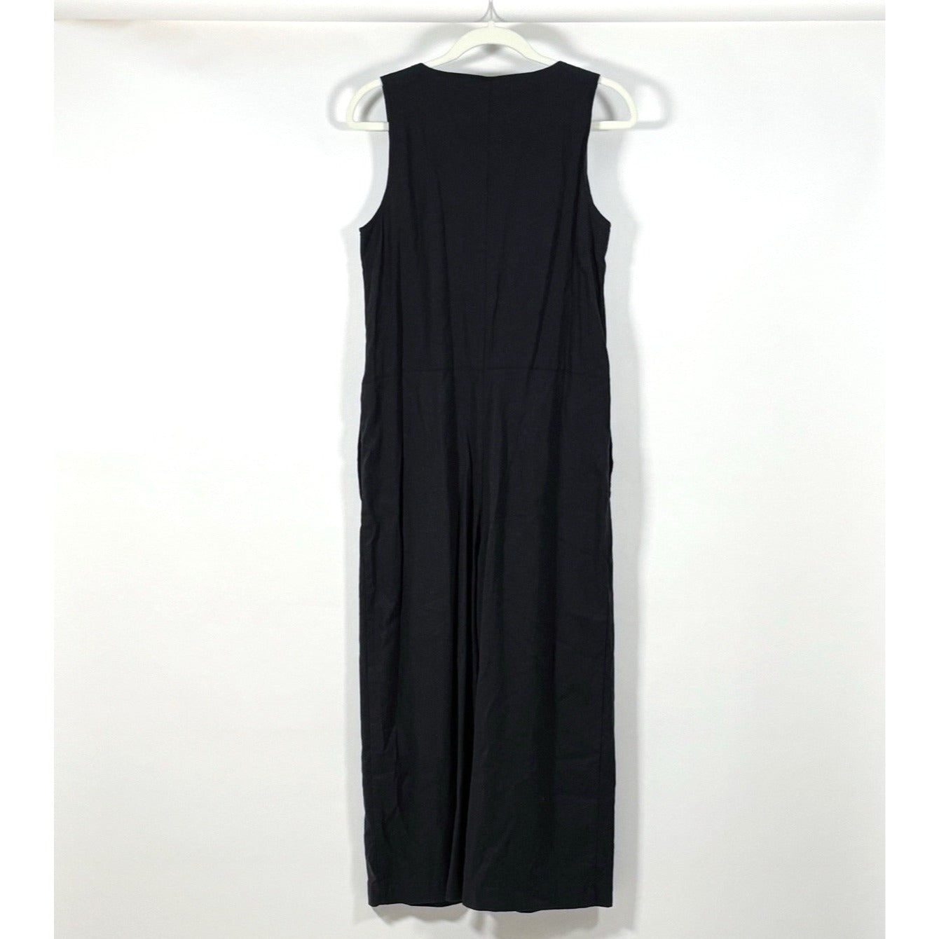 Leo & Sage Sleeveless Wide Leg Jumpsuit V Neck Black Pockets - S