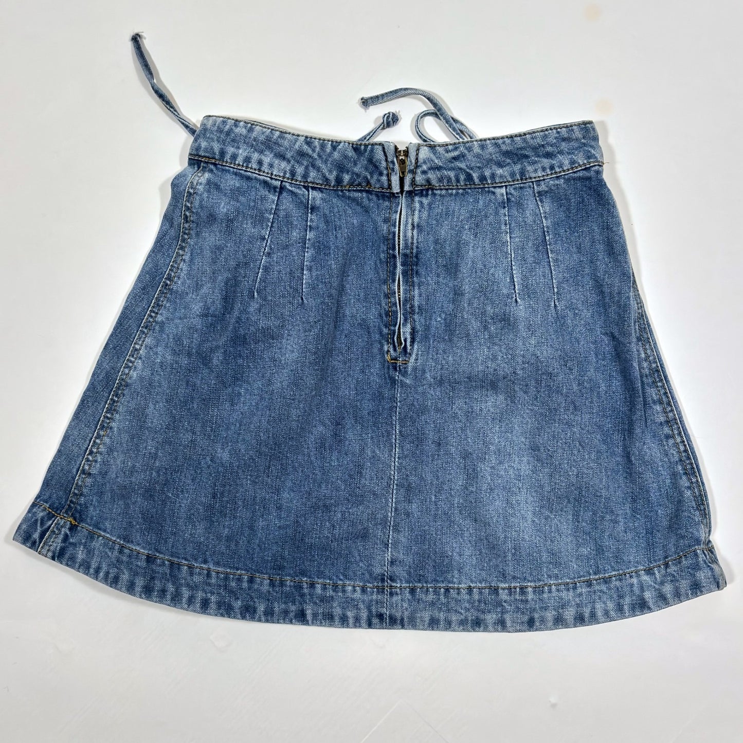 Free People Lace Up A-Line Pleated Denim Mini Skirt - 4