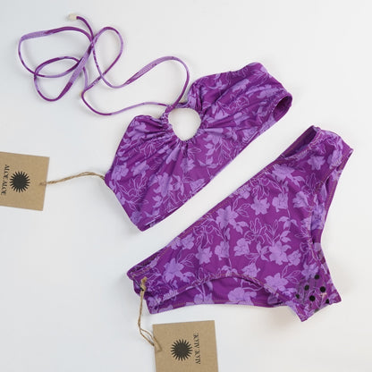 Aloe Aloe Bikini Set, Keyhole Top, Hipster Bottom - Lanai Print - S