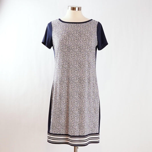 Michael Kors Navy White Short Sleeve Shift Dress - M