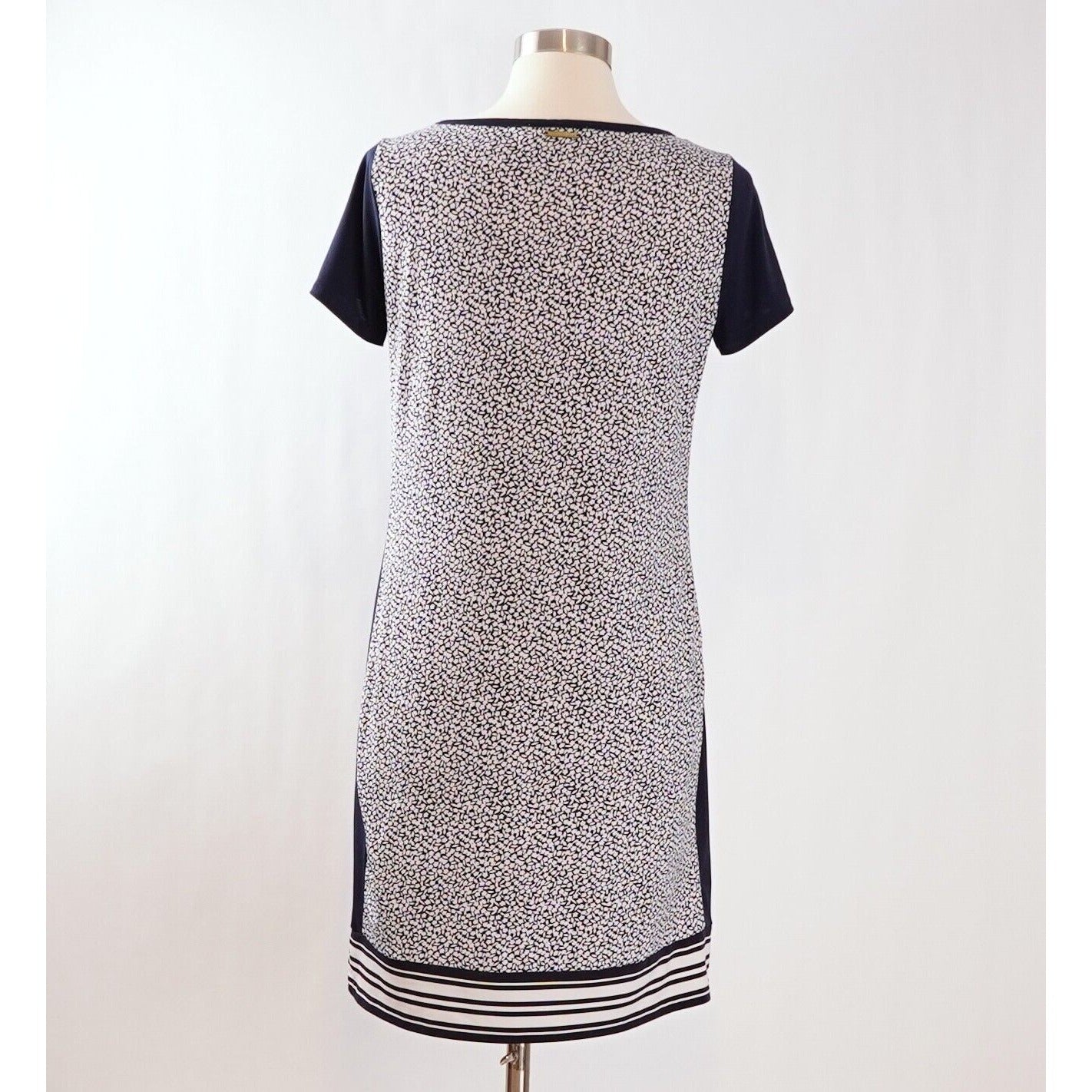 Michael Kors Navy White Short Sleeve Shift Dress - M