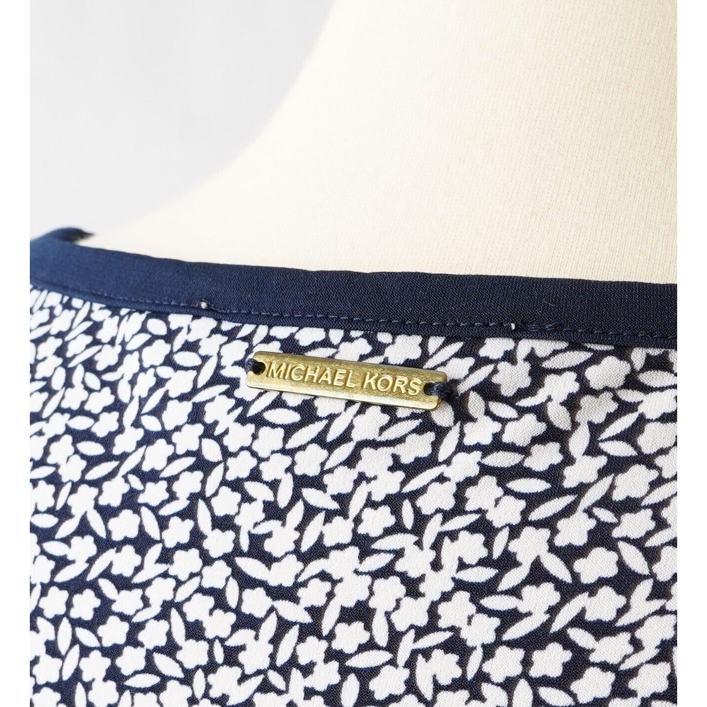 Michael Kors Navy White Short Sleeve Shift Dress - M