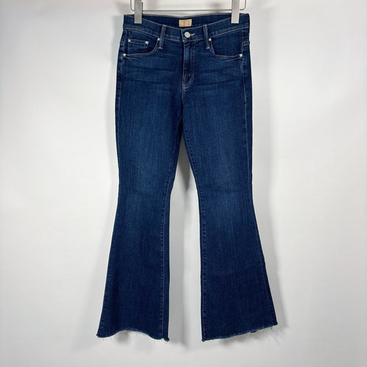 MOTHER The Weekender Fray Jeans Mid-Rise Flare Dark Wash - 26