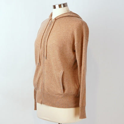 Charter Club Luxury Collection 100% Cashmere Zip Hoodie Brown - S