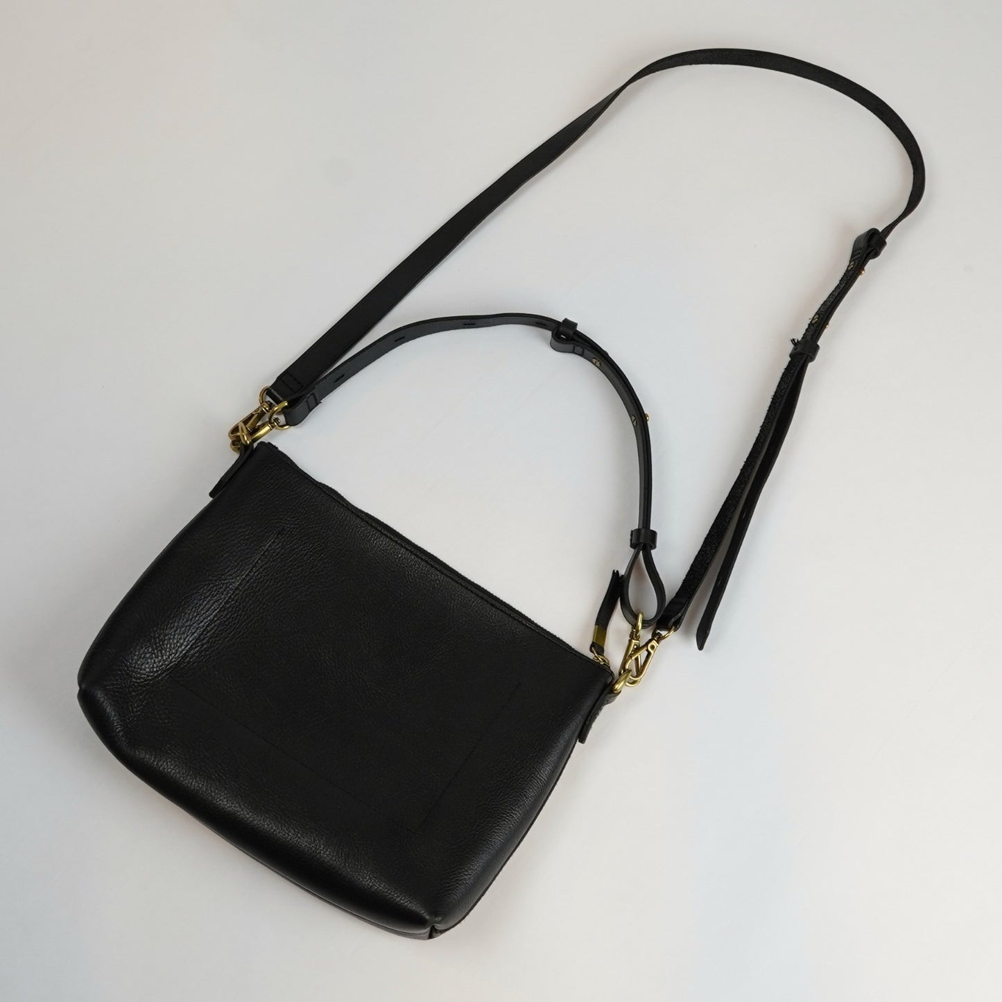 Madewell The Transport Shoulder Crossbody True Black Leather Gold Hardware