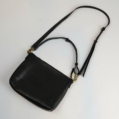 Madewell The Transport Shoulder Crossbody True Black Leather Gold Hardware