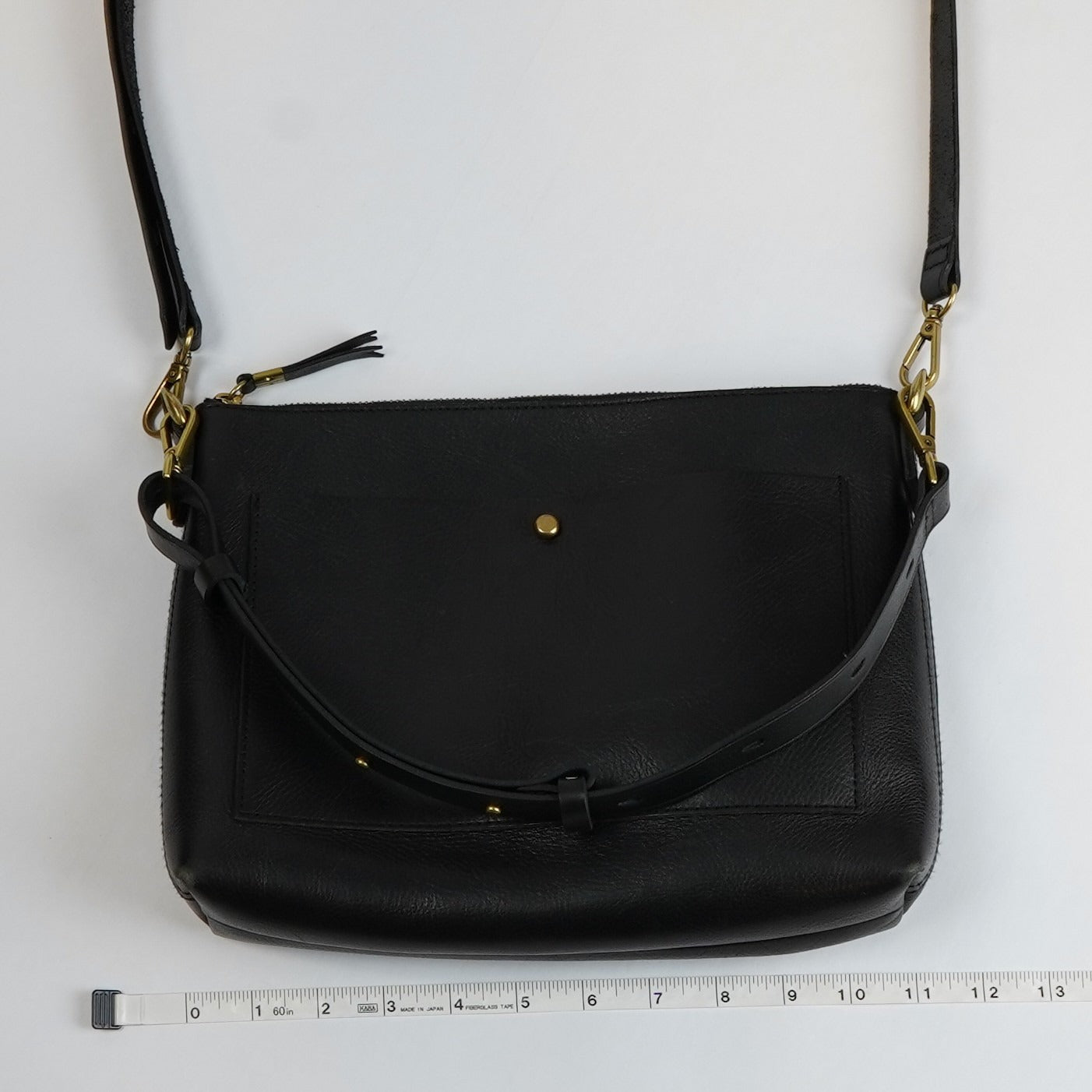 Madewell The Transport Shoulder Crossbody True Black Leather Gold Hardware