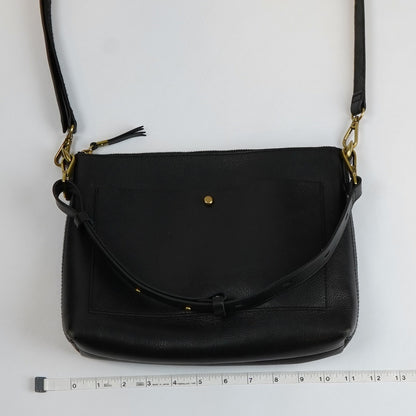 Madewell The Transport Shoulder Crossbody True Black Leather Gold Hardware